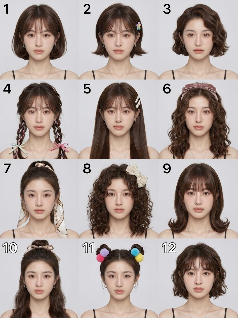 AI 发型测试 12 宫格